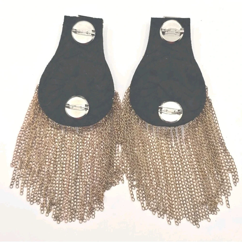 Two Piece Shoulder Tassel Pins and 2 Star Pins Punk Rock Charm Brooch J-14